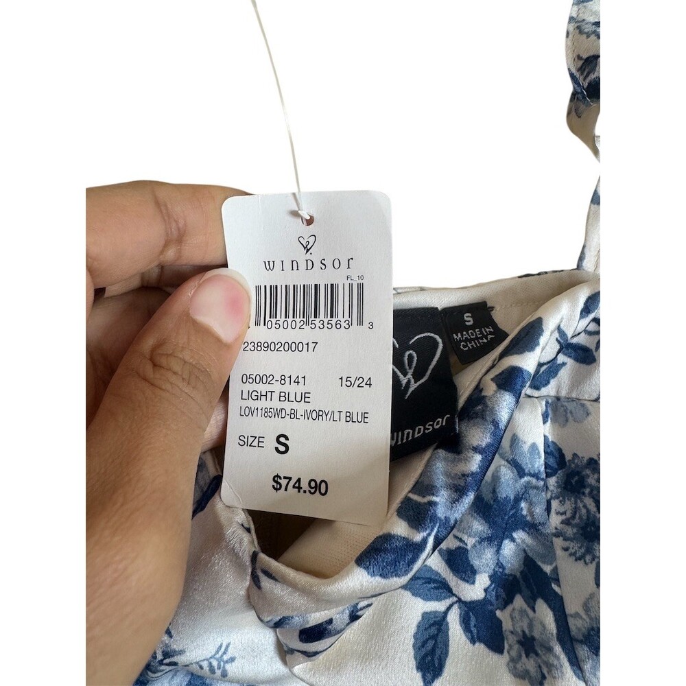Windsor Maxi Dress Womens Size S Ivory Floral Bustier Sweetheart Slit - Picture 6 of 9